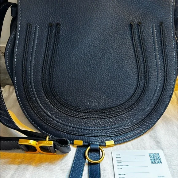 Chloe’ Marcie Leather Medium Saddle Bag with Chloe’ Dust Bag - Picture 2 of 16